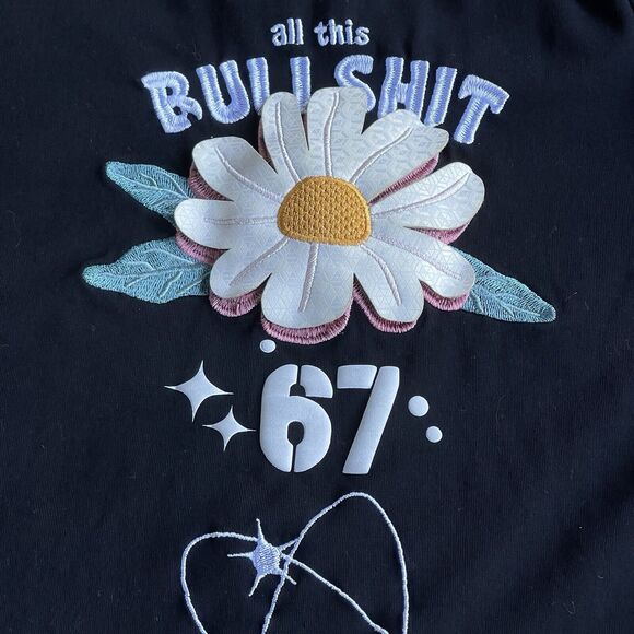 BKYS Don't Panic Shirt Mens Extra Large XL Streetwear Organic Embroidered Black - Picture 3 of 10